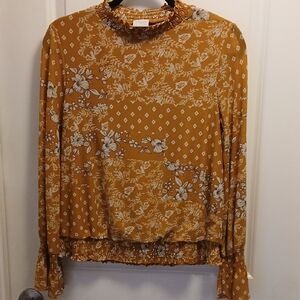 Estrella & Luna Mustard Floral Blouse